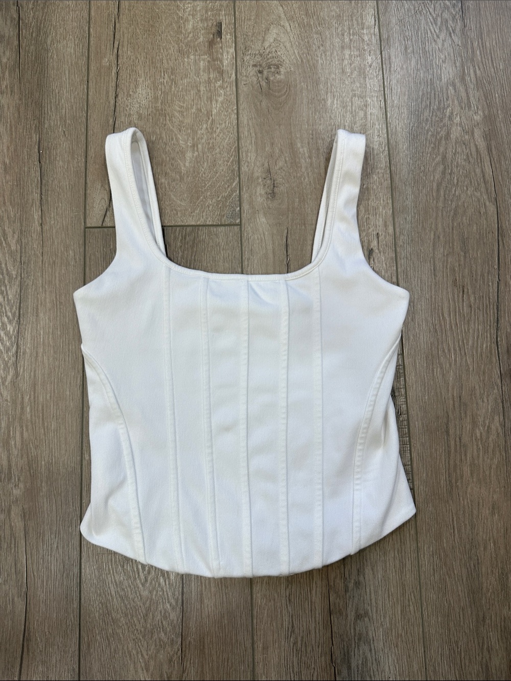 Express White Structured Square-Neck Corset Tank Camisole